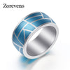 ZORCVENS Trendy Wholesale Blu Oil Drip Rings Women Wedding Ring Stainless steel Ring Dropshipping Men Jewellry