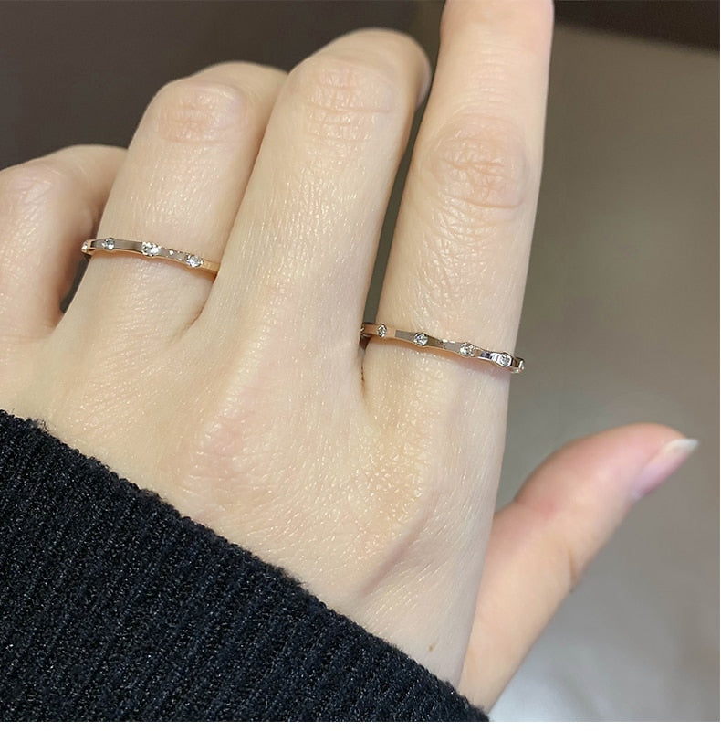 Titanium Steel Rhinestone Ring For Women hot selling rose gold color factory supply cheap ring jewellry drop shipping