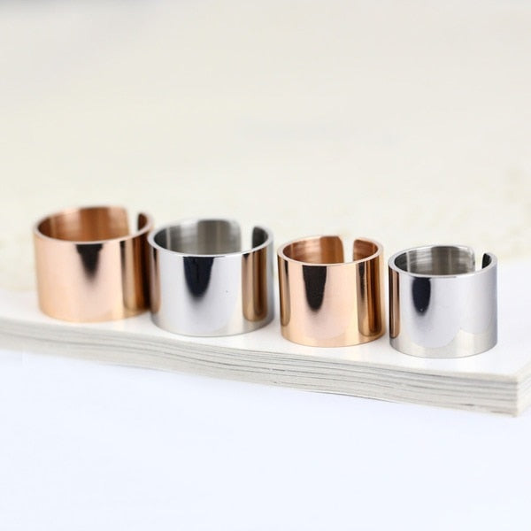 Bilincolor Rose Gold Titanium Plain Band Midi Mid Finger Knuckle Ring for Women Fashion Jewellry