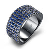 Elegant Blue Cubic Zirconia ring for women Black Gun plated Party fashion jewellry ring size 6 7 8 R2130