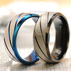 Dolaime his and hers promise rings jewellry for gift, blue / black Stainless steel rings men women or couple lover