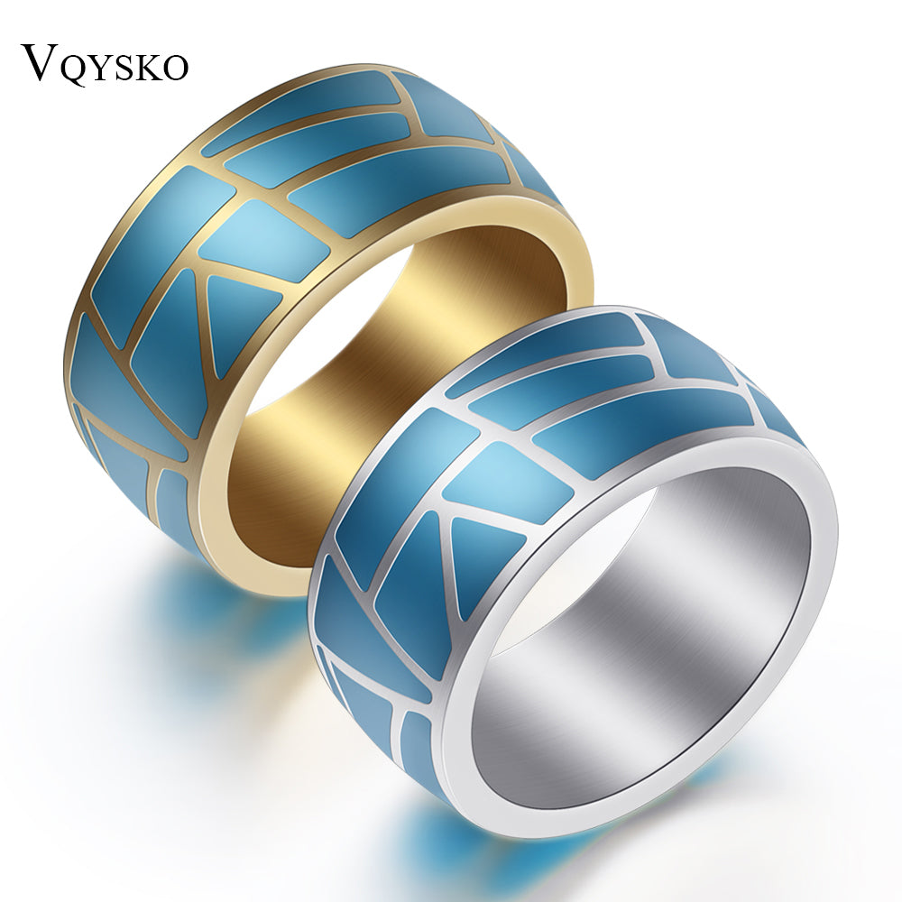 Factory Price Trendy Wholesale Blu Oil Drip Rings Women Wedding Ring Stainless steel Ring Dropshipping Men Jewellry